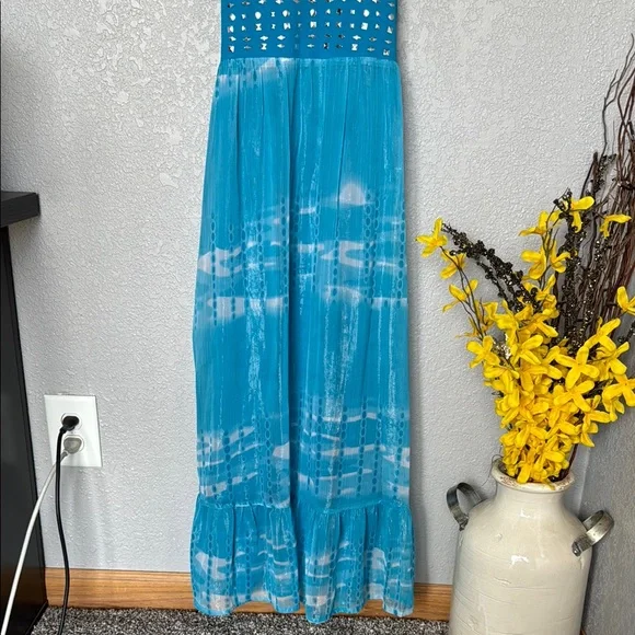 Justice Girls Blue Sleeveless Scoop Neck Maxi Dress - Picture 4 of 6